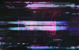 A blurred view of a black and pink background with glitch texture creating an abstract and dynamic visual effect