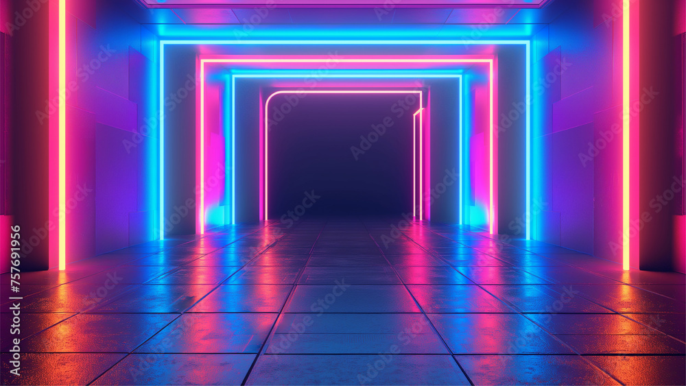 bright colorful neon room background