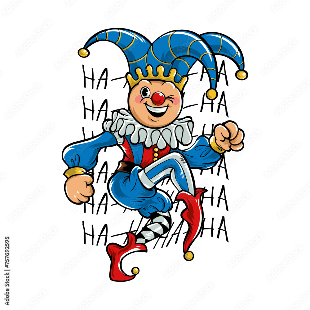 Vector t-shirt illustration of a funny Jester with ha ha ha background Vector t-shirt illustration of a funny Jester with ha ha ha background