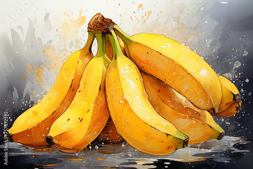 Banana fruit watercolor painting