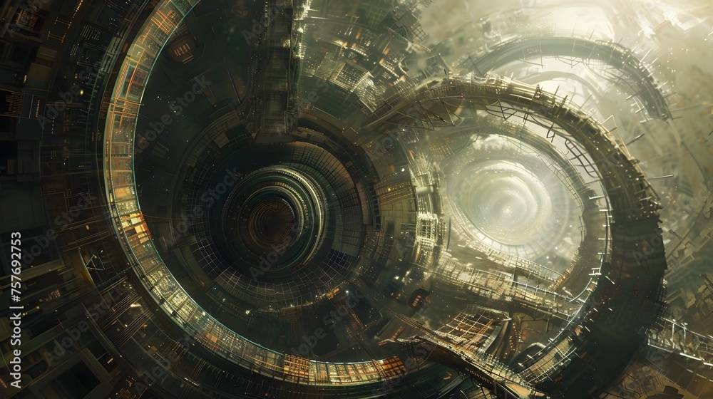 Fototapeta premium Futuristic Spiral Time Machine: A Glimpse into Another Dimension