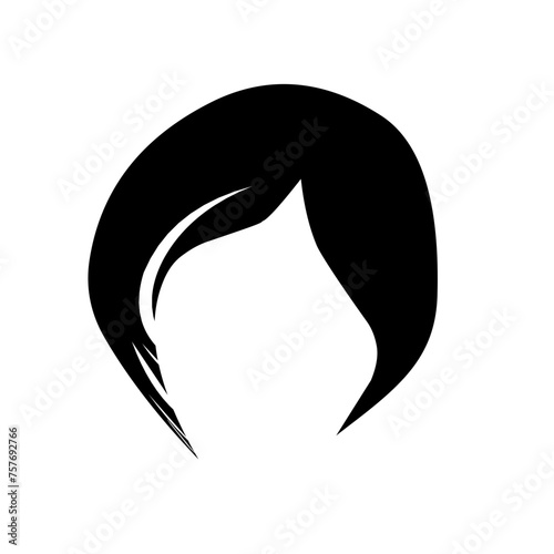 Black hair silhouette collection of fashionable haircuts or hairstyles for girls, isolated on white background. Fashion vector illustration