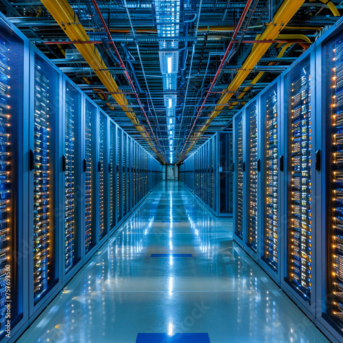 Data centers in vibrant fantasia process information acting as a digital brain