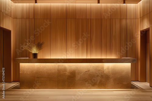 Interior of hotel reception desk minimalist design
