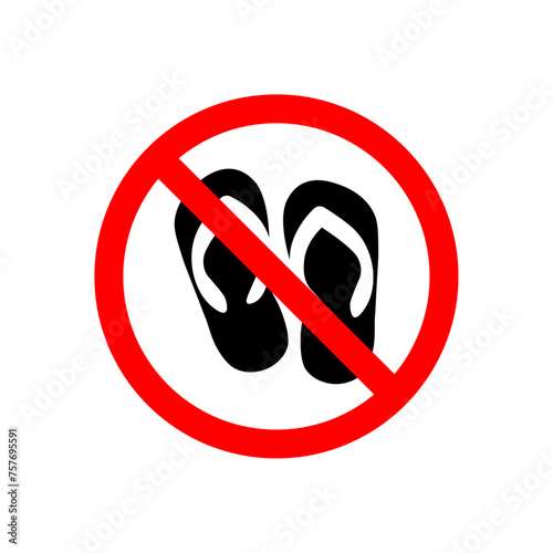 No sandals sign vector line icon illustration.