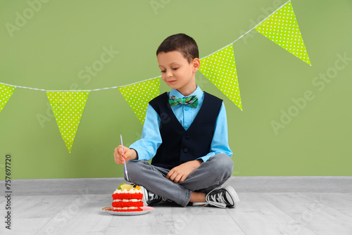 Cute little boy with Birthd...
