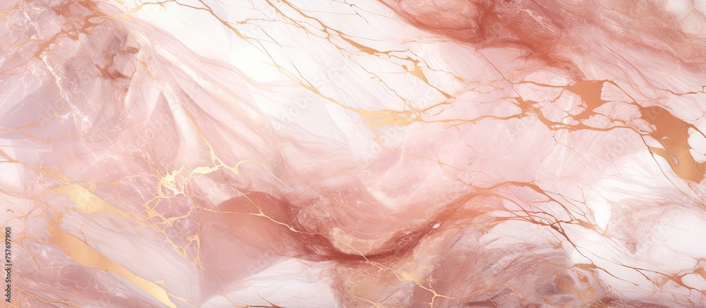 A detailed macro photography shot showcasing the intricate pattern of a pink and gold marble texture, resembling a luxurious peach fur dish or a painting on a rock surface A detailed macro photography shot showcasing the intricate pattern of a pink and gold marble texture, resembling a luxurious peach fur dish or a painting on a rock surface