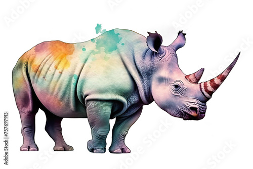 Watercolor Colors Pastel Wallpaper Rhinoceros Illustration Abstract Animal