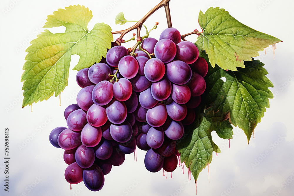 Fototapeta premium Grapes fruit watercolor painting