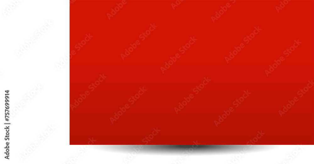 Red paper rectangle and shadow, label, banners, icon