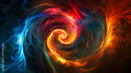 multi coloured abstract spirals on black background 