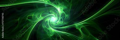 Abstract green spirals on black background