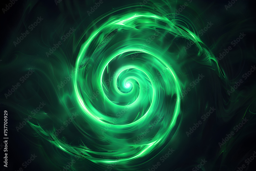 Abstract green spirals on black background Abstract green spirals on black background