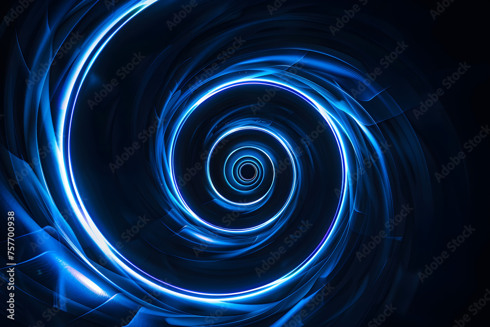 Obraz premium abstract blue spirals on black background