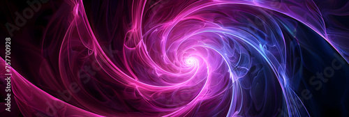Pink and purple spirals on black background