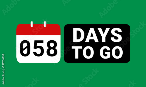 58 days to go last countdown. fifty eight days go sale price offer promo deal timer, 58 days only