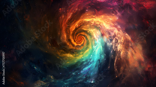 multi coloured abstract spirals on black background