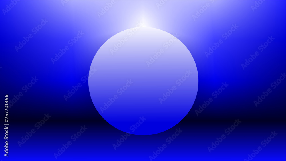 Glint on a blue circle and blue gradient bright background