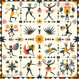 Tribal Dance and Festivals: Celebratory designs inspired by traditional dances and festivals. For Seamless Pattern, Fabric Pattern, Tumbler Wrap, Mug Wrap.