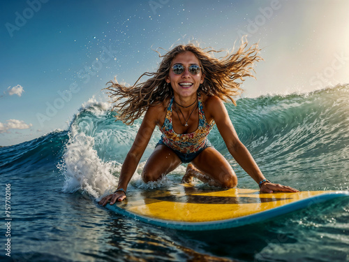 Surfer Girl Shreds Epic Waves - Live the Surfing Dream © Thanawadee