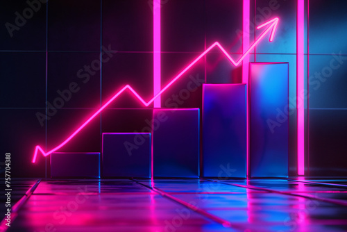 Neon graph with arrow going up photo