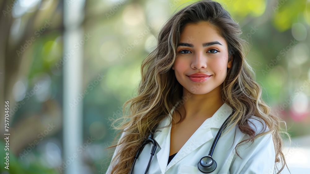 Confident Female Doctor Smiling with Stethoscope Confident Female Doctor Smiling with Stethoscope