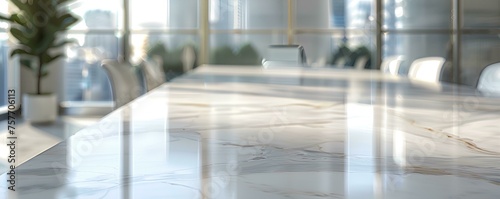 Empty modern white marble table top and blurred blur background. For product display