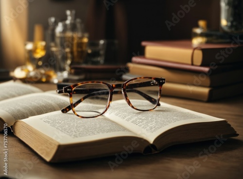 Glasses lying on an open book on Glasses Day