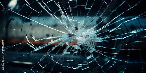 broken glass window, Car windshield damaged by stones on a dirty road causing glass , Broken car windshield damaged glass, Generative AI