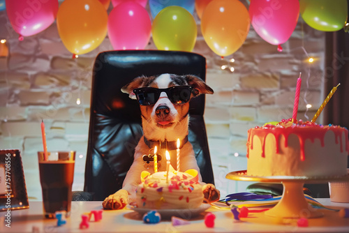 happy birthday dog, birthday party dog, dog celebrating 