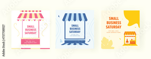 Set of small business Saturday. Flat concept small business illustration. Local store banner design. Vector illustration.
