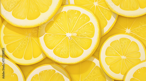 Slice of fresh yellow lemon fruit textures photo