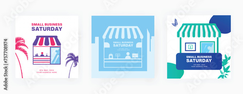 Small business Saturday. Social media post. Vector illustration of business promotion banner design.