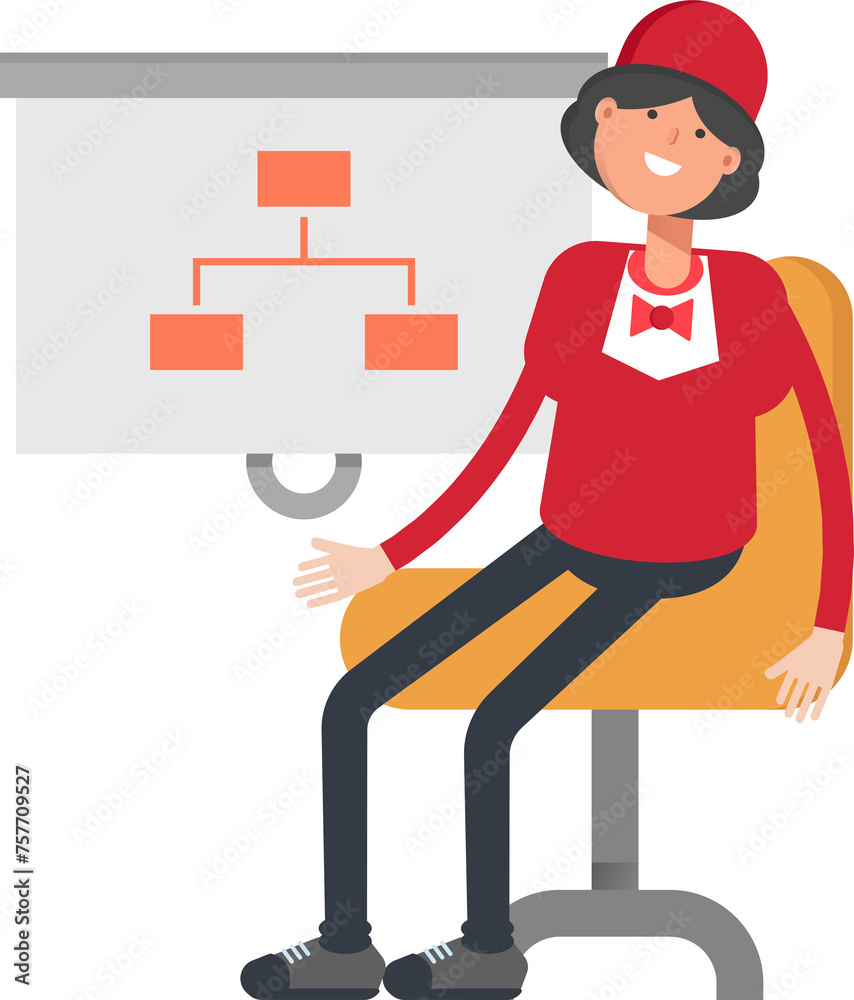 Waitress Character Presenting Organization Chart
Waitress Character Presenting Organization Chart