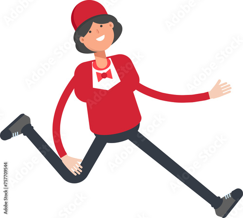 Waitress Character Running Illustration 