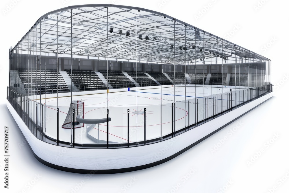 Arena Ice Rink Model 3D Render of an ice hockey arena with glass walls and an ice rink ...