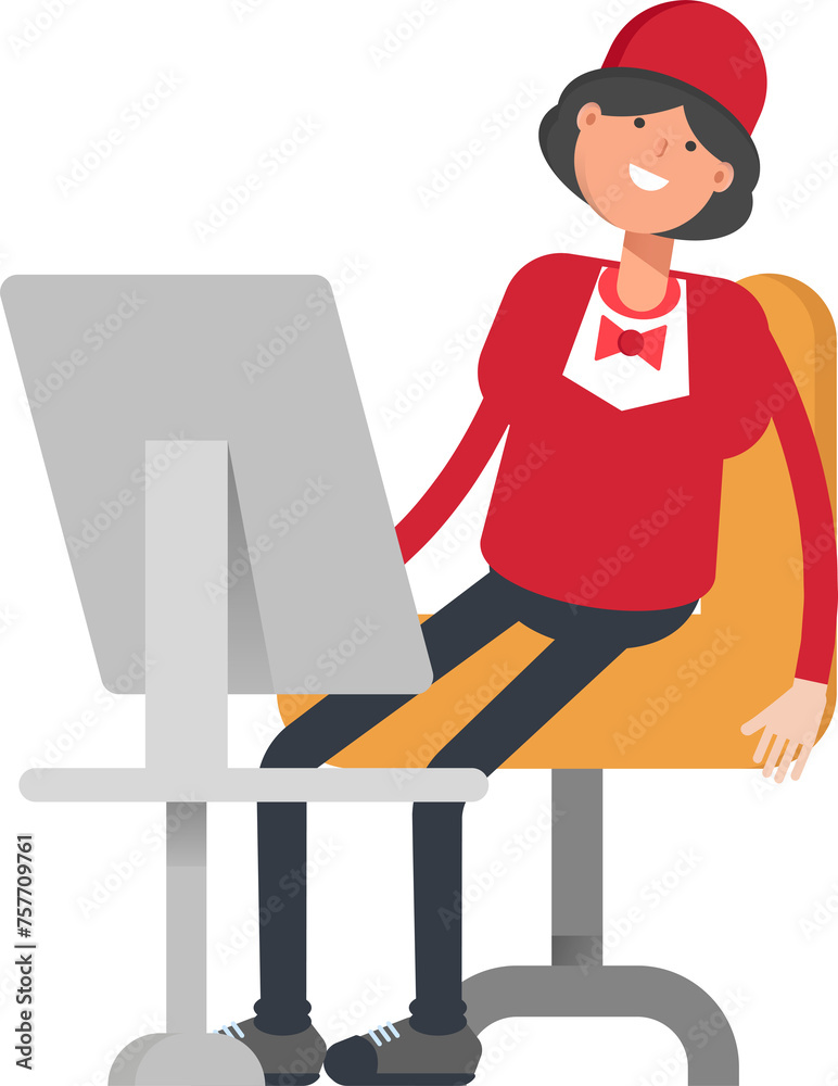 Waitress Character Working on Desktop
Waitress Character Working on Desktop