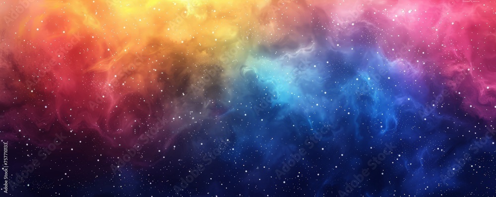 Fototapeta premium A vibrant space scene with swirling clouds and twinkling stars filling the sky