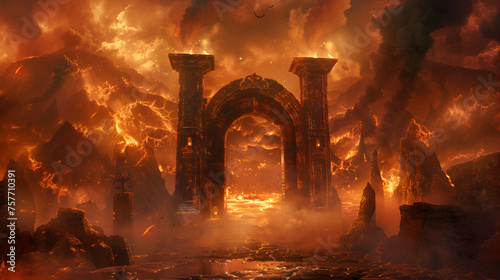 Gate to the Hell The Hell Gate Aspect 16:9 Perfect for Wall art and Print on Demand