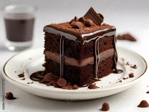 Decadent chocolate cake on a plate