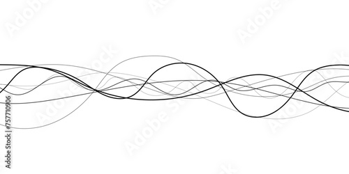 Abstract continuous lines drawing on white as background. Thin line wavy background. Abstract black lines wave curve motion on white background vector