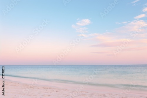 Foamy Clear Ocean Wave Rolling to Pink Sand Shore Turquoise Blue Water. Beautiful Tranquil Idyllic Scenery. Tropical Beach Vacation Relaxation Paradise. Copy Space Elegant Styled Toned Image © Natalia