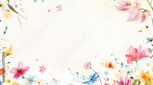 花の水彩画フレーム