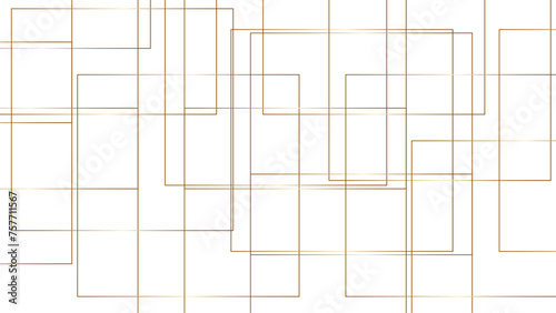 Elegant geometric design with brown line. Many squares and rectangles shapes on white background