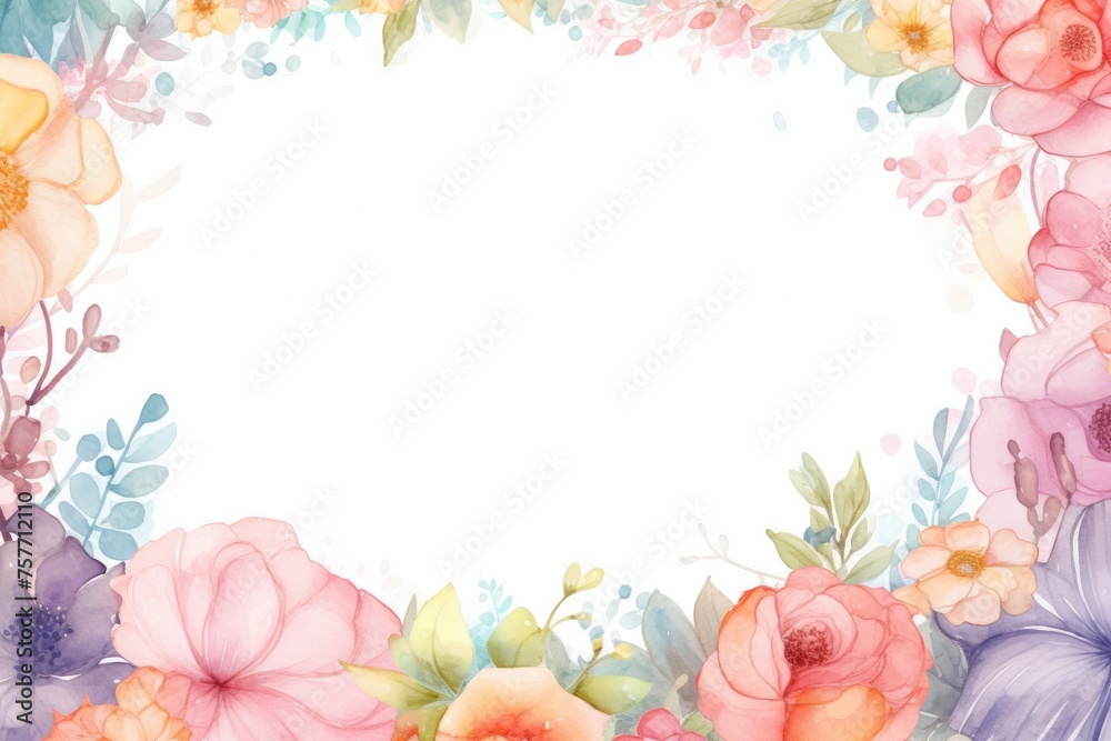 A background of watercolor flowers with a clean area for text A background of watercolor flowers with a clean area for text