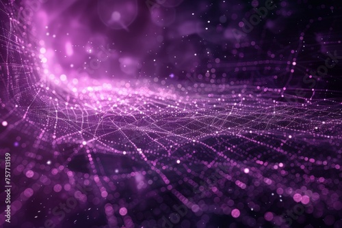 Purple abstract background featuring intersecting lines and scattered dots in a modern and dynamic design photo