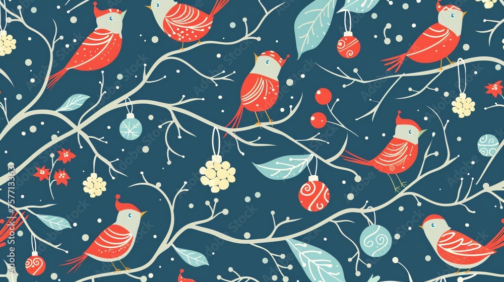 wallpaper and background pattern of colorful birds and flowers