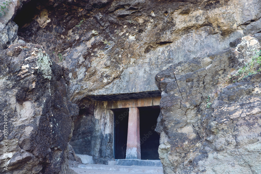 Exterior of Ajanta caves located in Aurangabad district of Maharashtra state -India. UNESCO World Heritage Site of Maharashtra-India. 