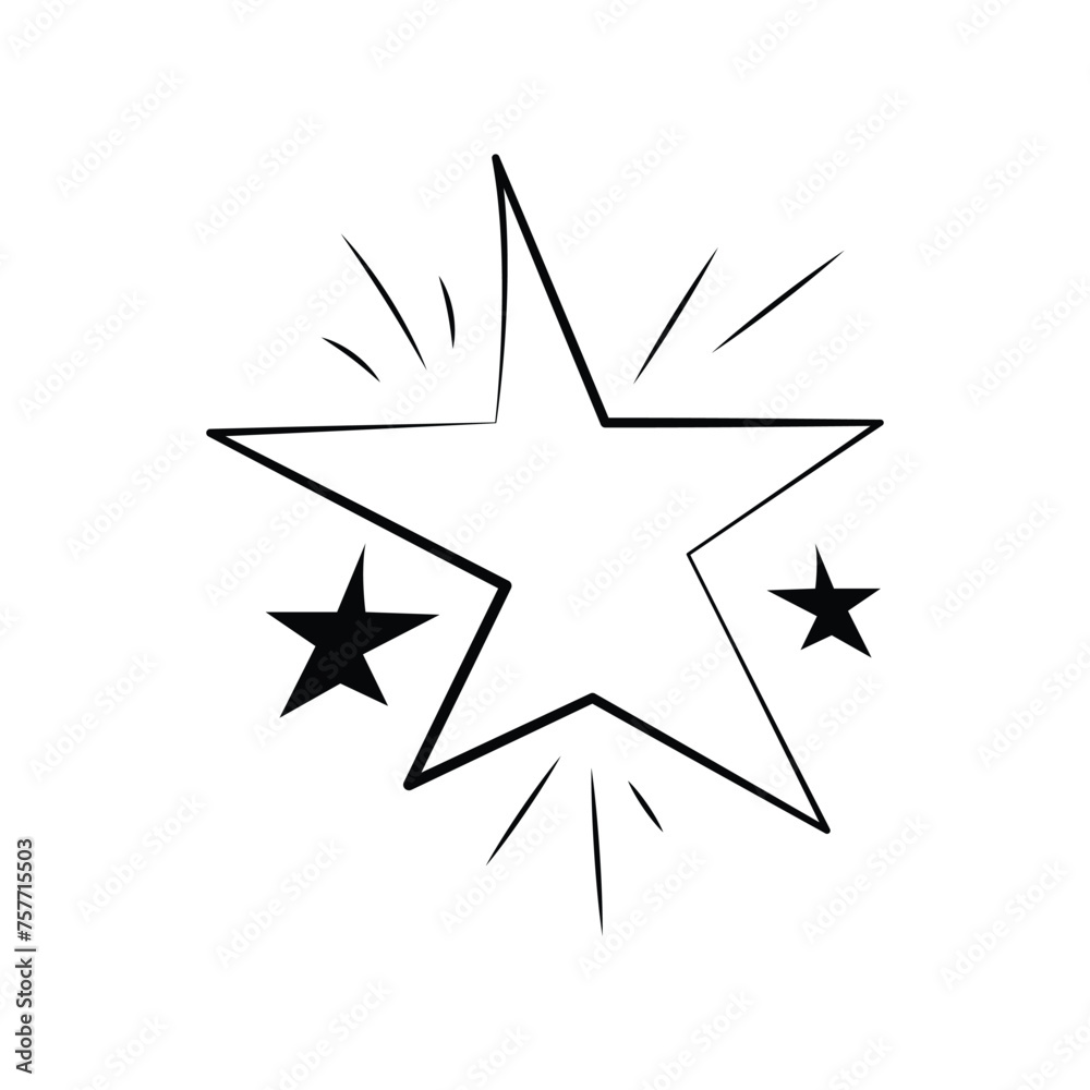 Set of sparkle star and starburst hand-drawn. Doodle style with white background. Set of sparkle star and starburst hand-drawn. Doodle style with white background.