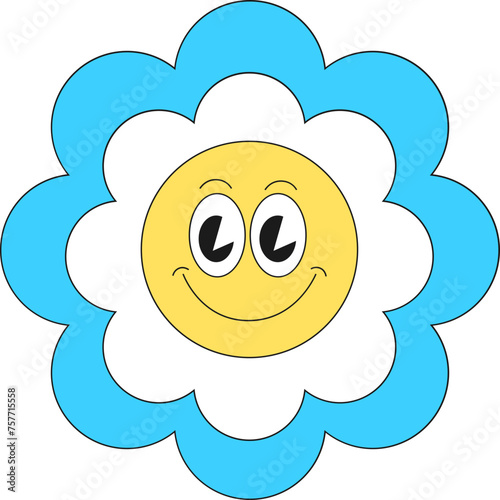 retro flower smiley face  groovy flower decoration